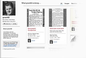 Profile page on News Herald Archive