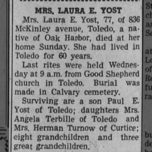 Laura Elizabeth YOST Obituary